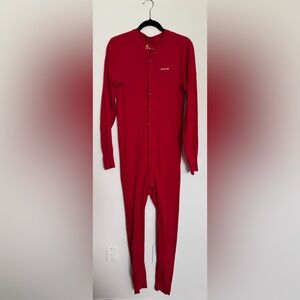 Carhartt Union Suit Mens Large Red Thermal Button Up Long Johns w/ Back Flap M